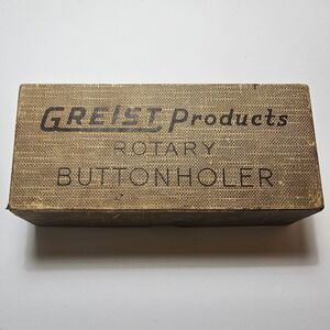Vintage Greist Rotary Buttonholer Sewing Machine Attachment with Box & Templates